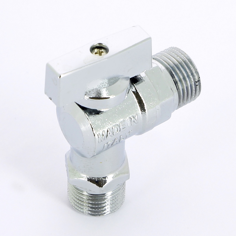 Кран шаровый угловой 1/2''х1/2" НН для подключения бачков/смесителей UNI-FITT хромированный