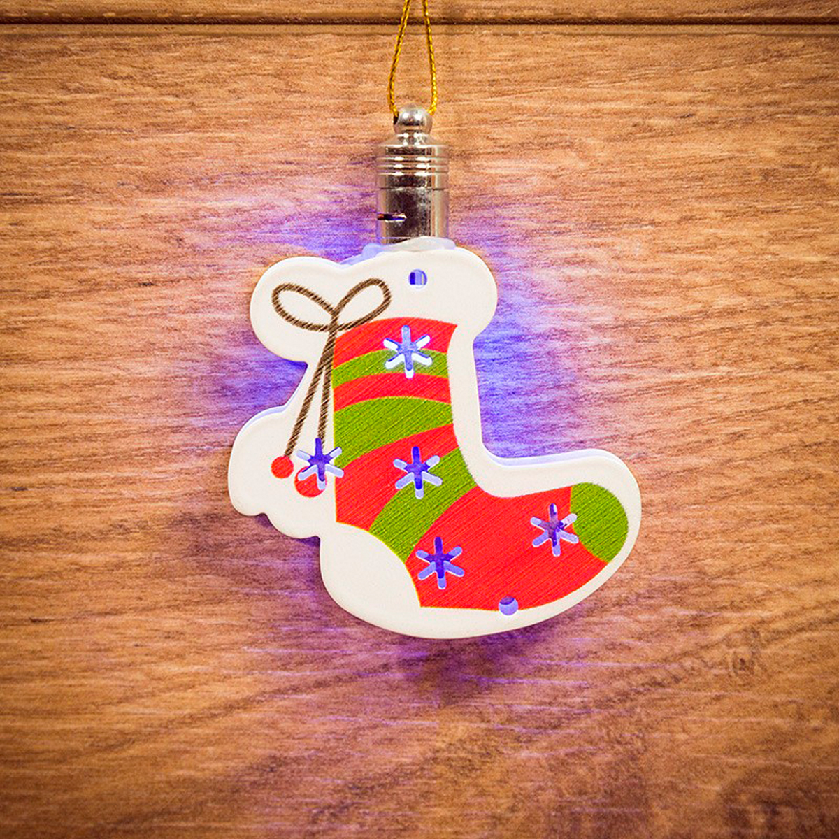 Фигурка светодиод. "новогодний носок" 8*6 см, разноцв. (1/960) "neon-night" 501-099