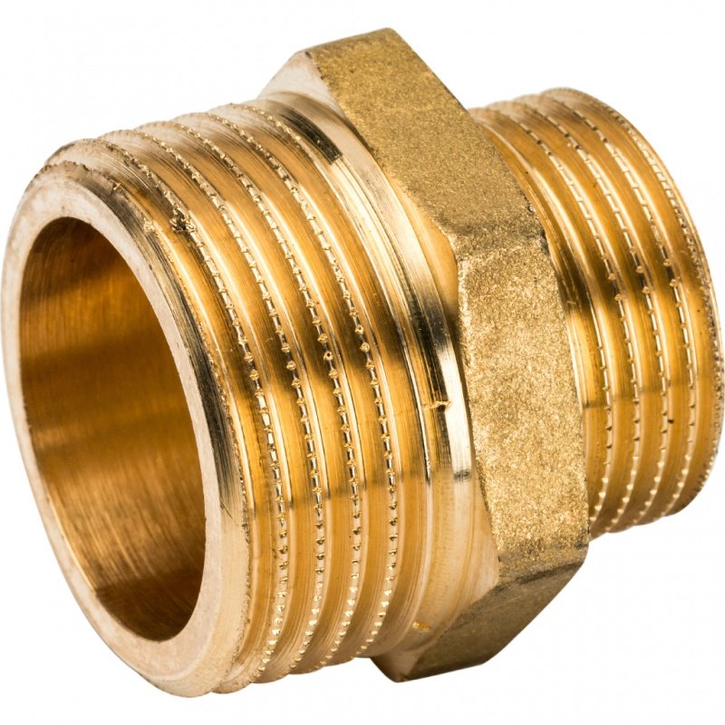 Ниппель переходной резьбовой НР 1" x 3/4" латунь STOUT