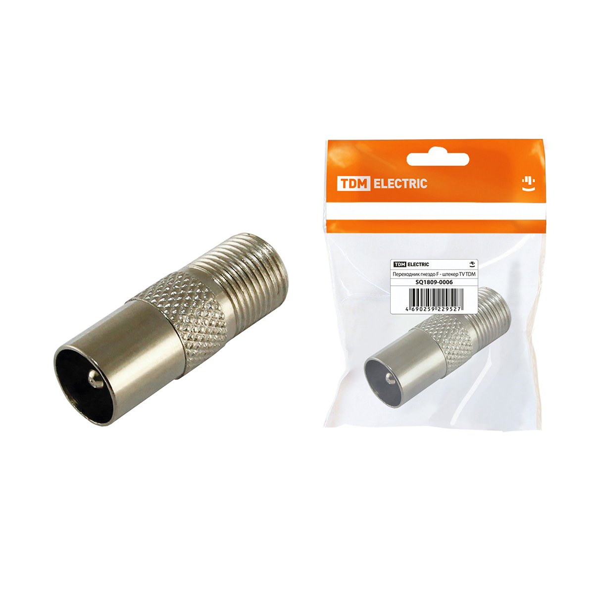 Переходник для tv гнездо f - штекер tv (1/100/2500) tdm sq1809-0006