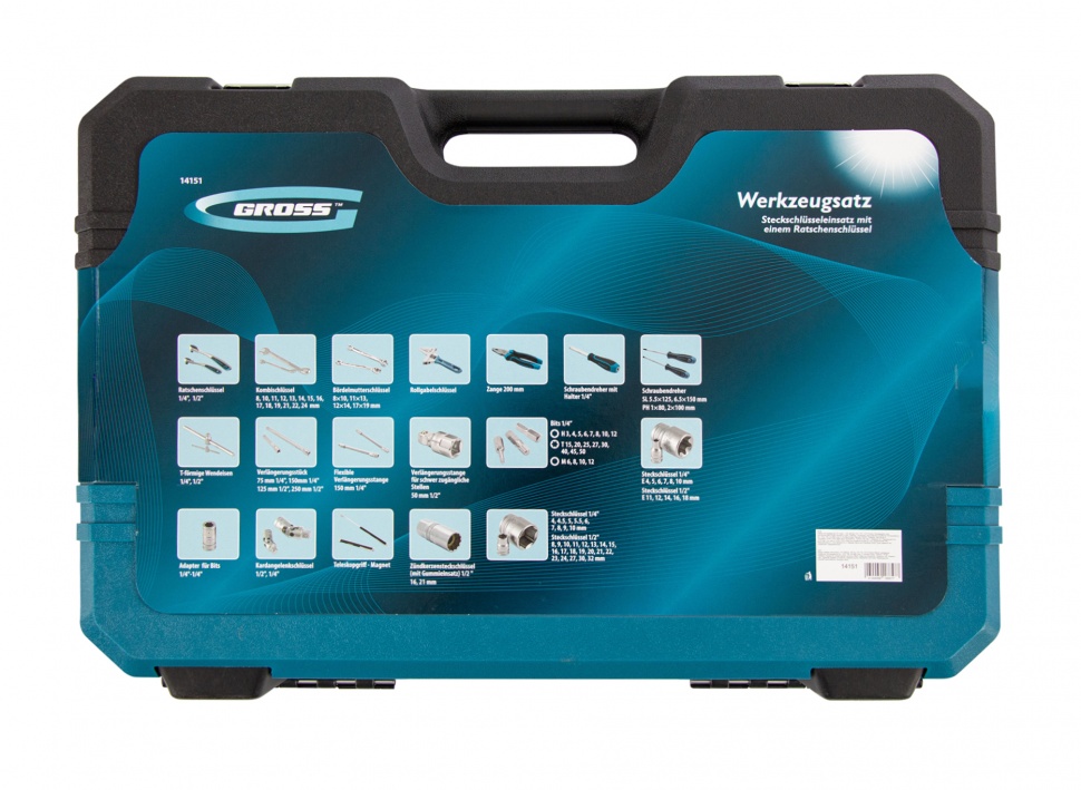 Набор инструментов 101 предмет, 120 зубьев, CrV, 1/4", 1/2" Gross (14151)