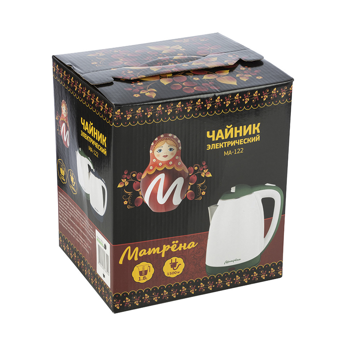 Чайник электр. "матрёна" ma-122 1,8 л (1/12) сталь (зеленый)