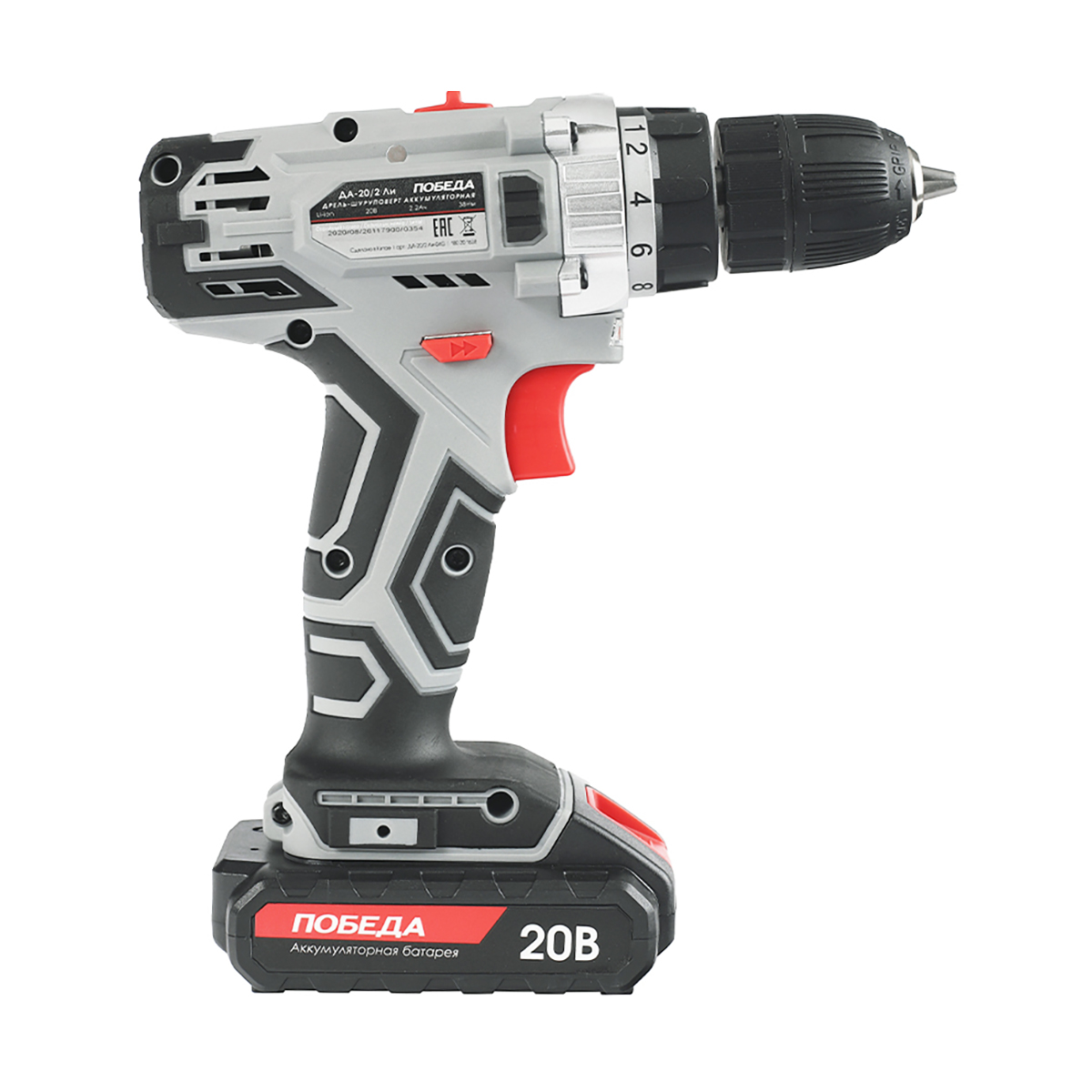 Дрель-шуруповерт аккум. да-20/2 ли (кейс) (1/10) "победа" 180201638