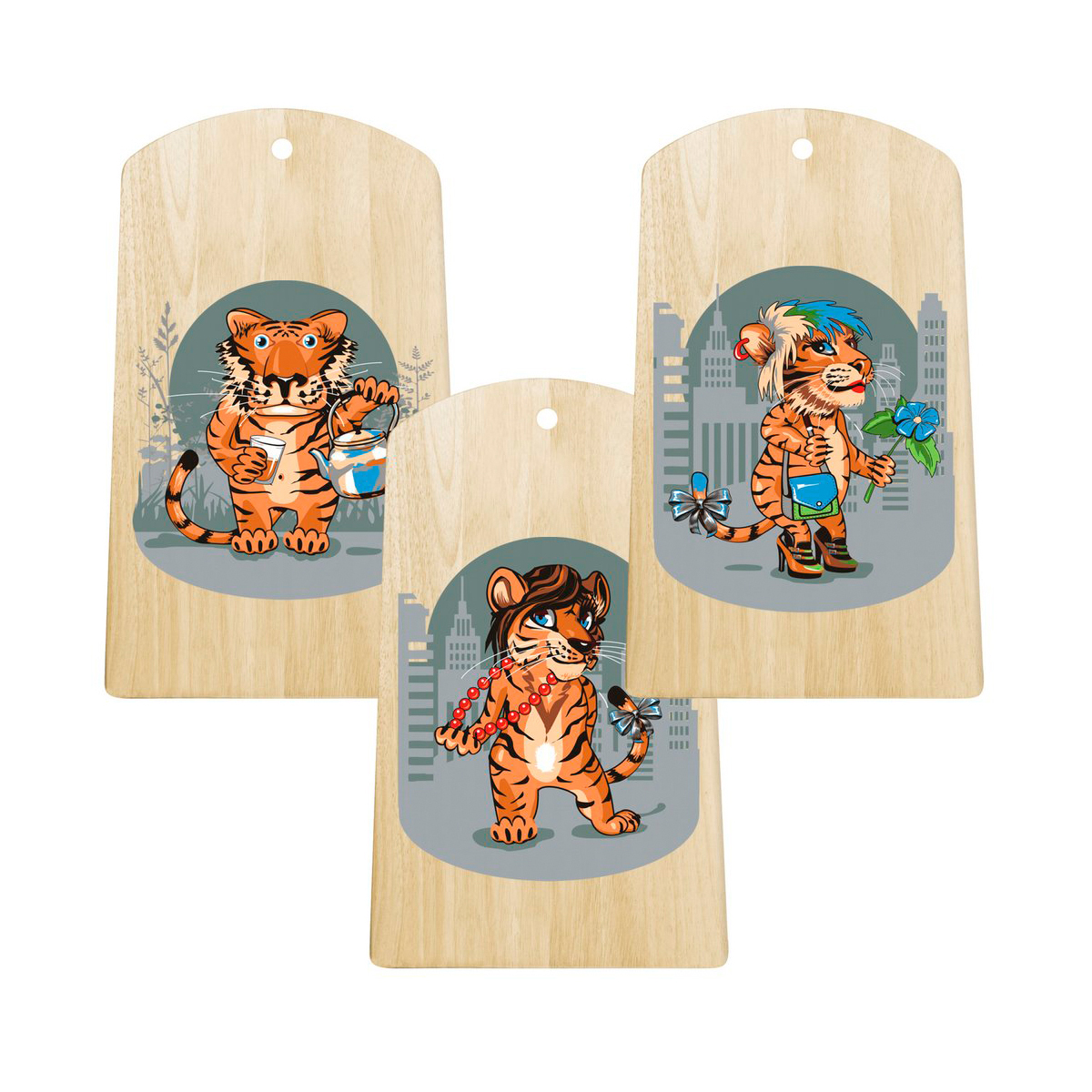 Доска разделочная дерев. "тигр кайфолов" 29*17 см (1/6/48) "мультидом" mt88-407