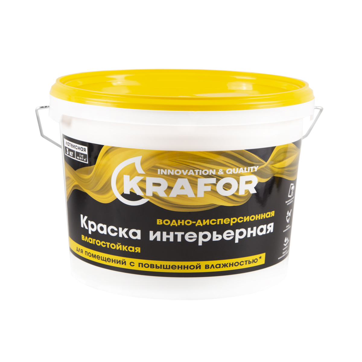 Краска в/д латексная  интер. влагостойкая  3 кг (1) "krafor"   (желт.)