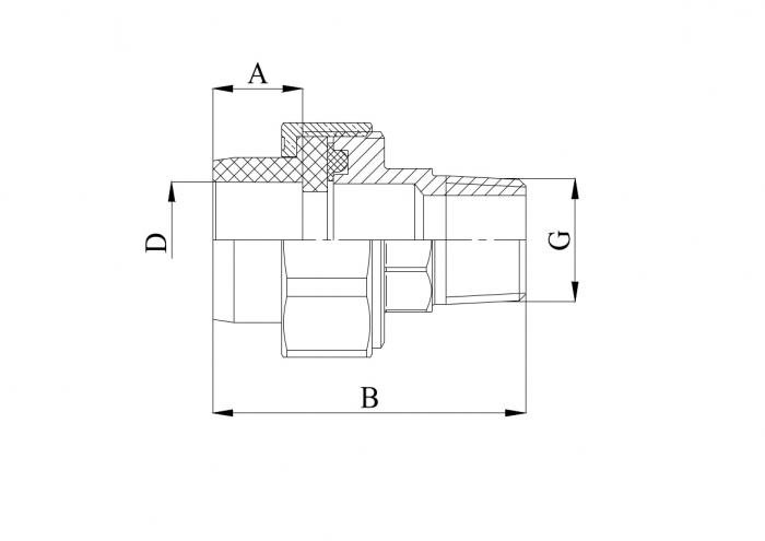 Муфта разъемная под трубу 63 х 2" (НР) ПП (PP-R100) серая HEISSKRAFT