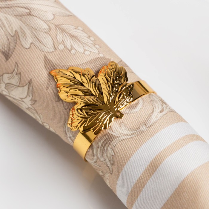 Салфетки столовые "этель" leave fall 46*46 см набор 4 шт. с декорат. кольцами (1/12) 7581158