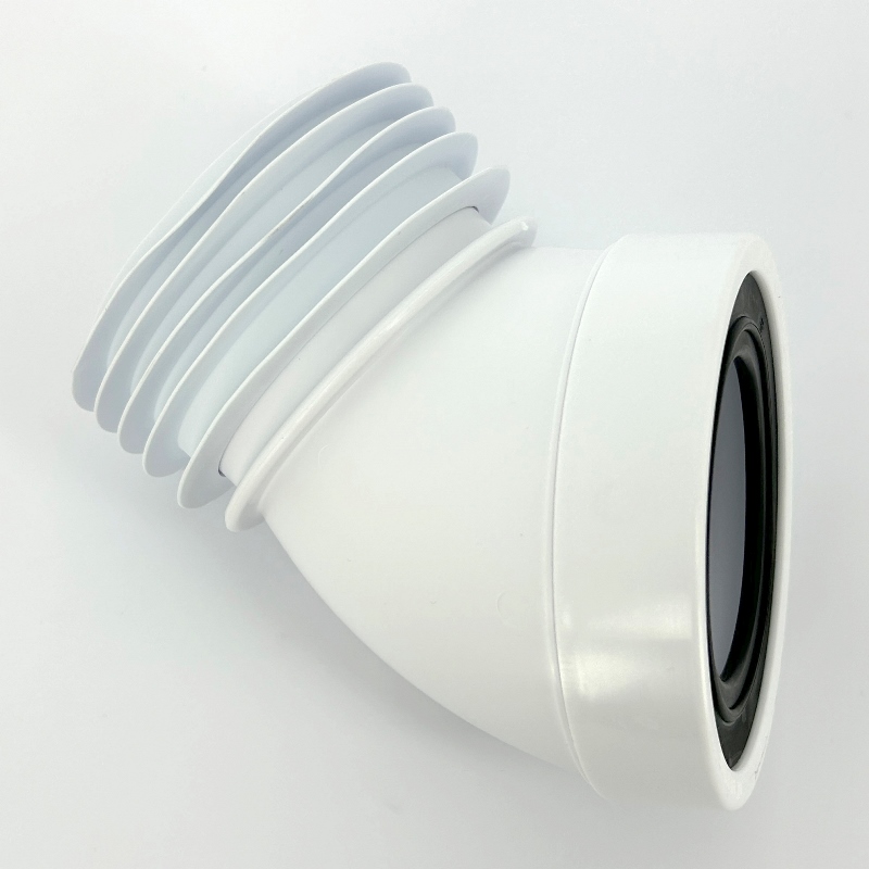 Труба McALPINE фановая L=160 мм, угол 45 с манжетой, вход 97-107 мм, выход внутрь 110 мм трубы