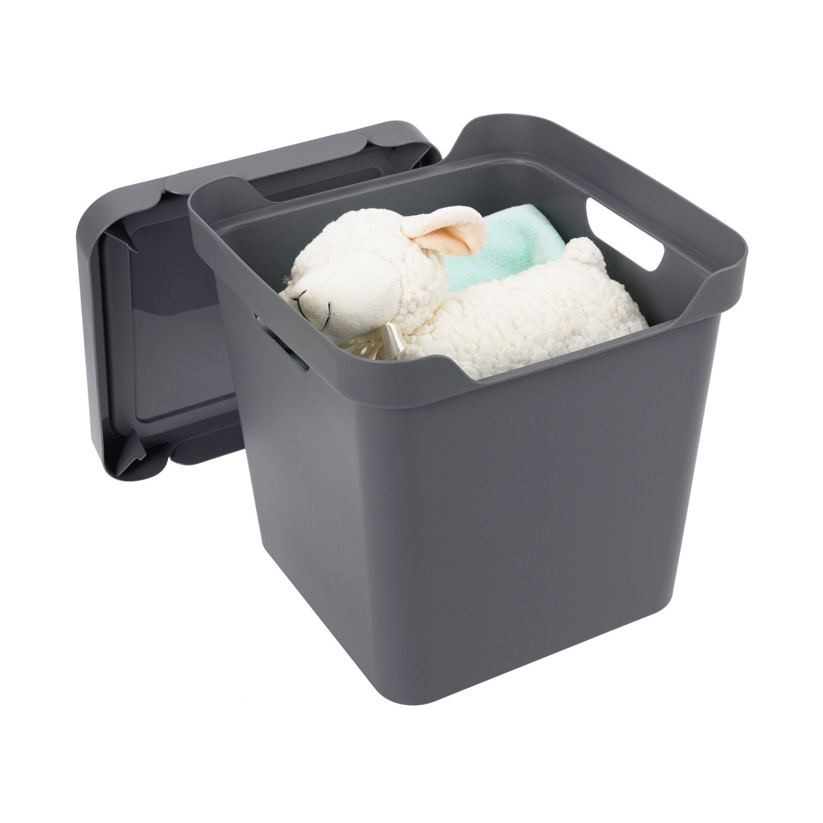 Ящик универс. с крышкой "luxe" 286*286*286 мм 18 л (серый) (1/6) "бытпласт"