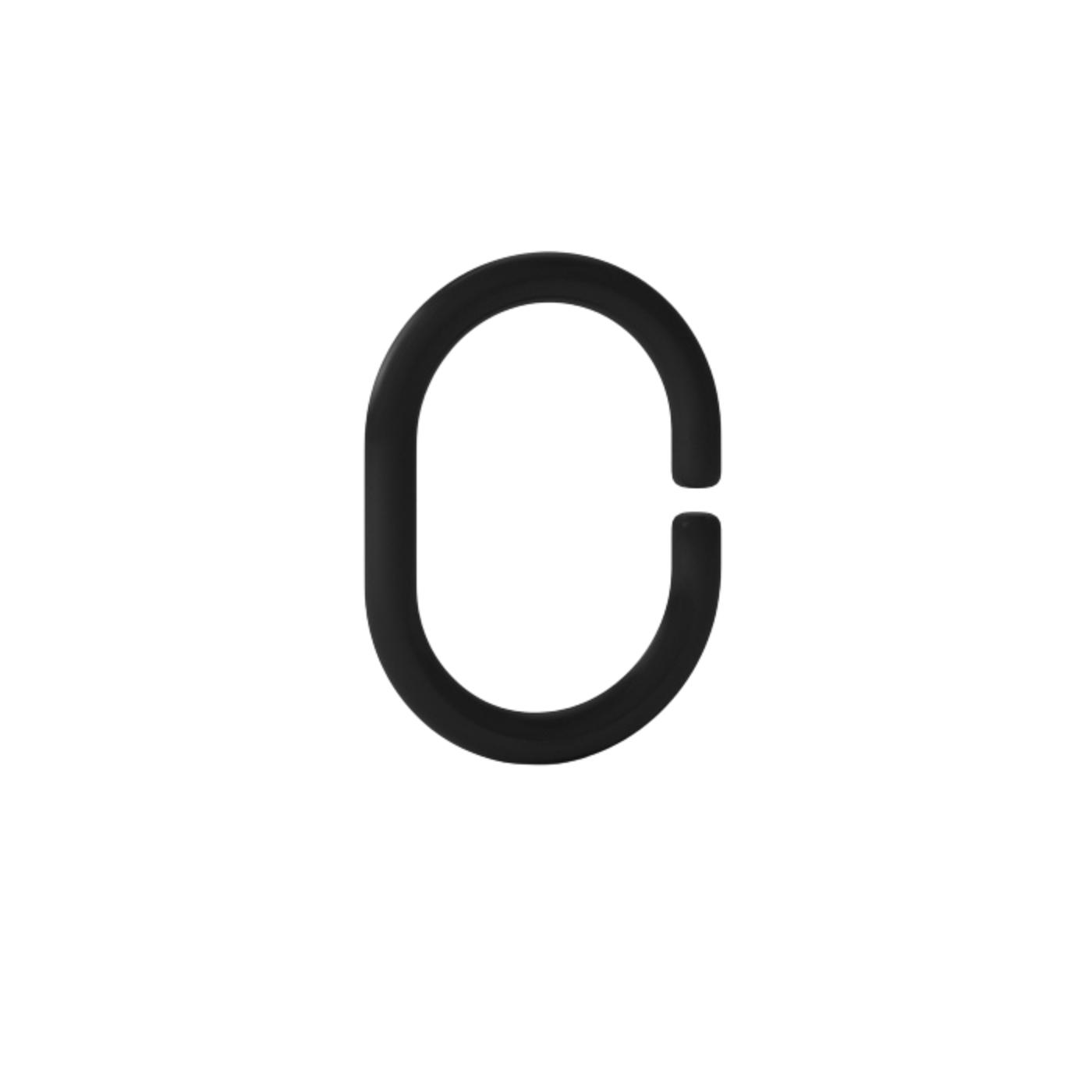 Кольца для штор в ванную набор 12 шт. (черные) (1/100) "iddis" rid013p