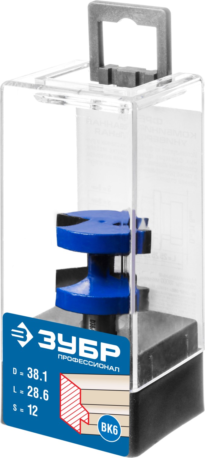 ЗУБР 38.1 x 28.6 мм, хвостовик 12 мм, фреза пазо-шиповая наборная, Профессионал (28731-38.1-2)