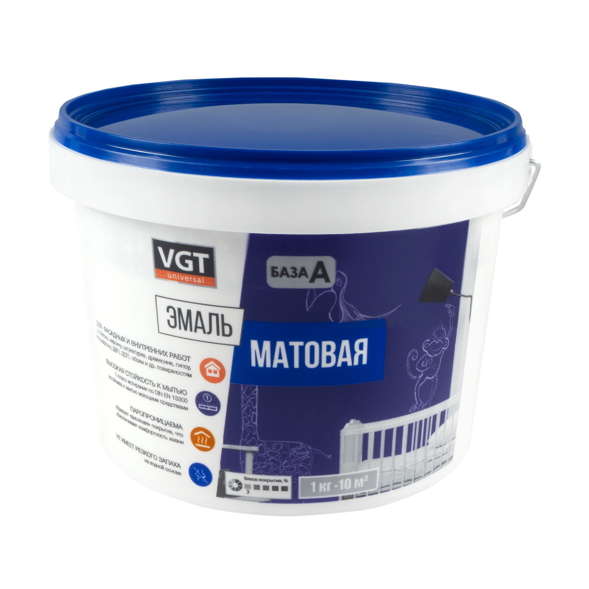 Эмаль вд-ак-1179  универсал.  матов. база а супербелая  3 кг (4) "вгт"