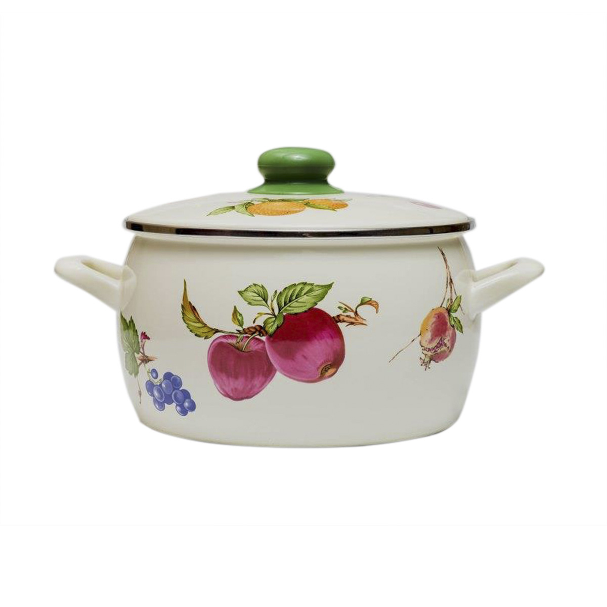Кастрюля эмалиров. "фрукты" 7,5 л, 24 см металл. крышка (1/4) "metrot"
