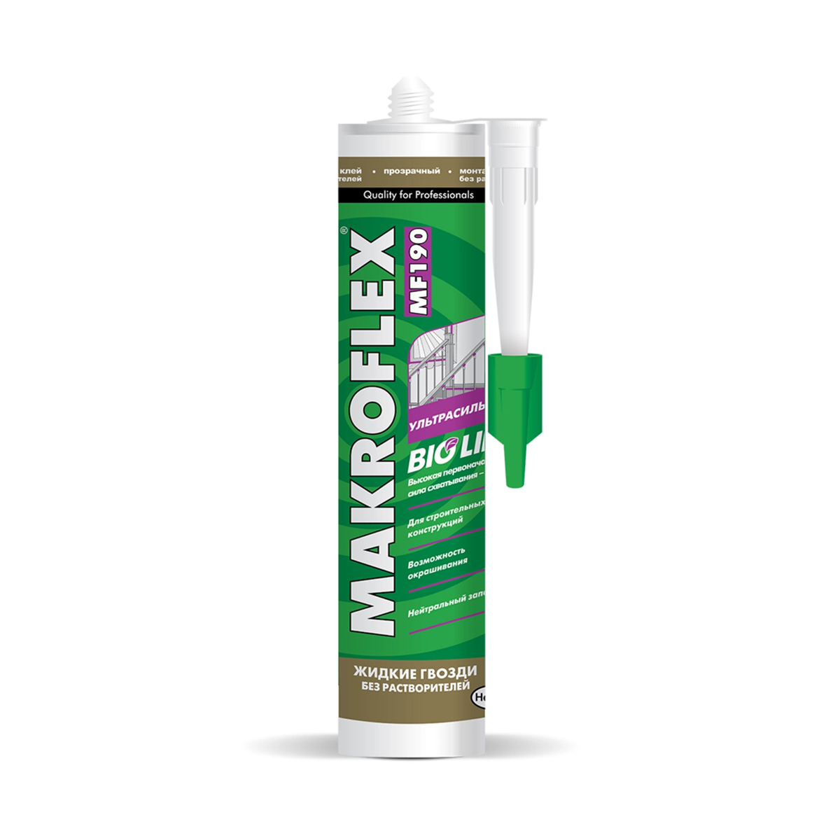 Жидкие гвозди "makroflex bio line"  mf190 прозрачные 280 г (1/12)