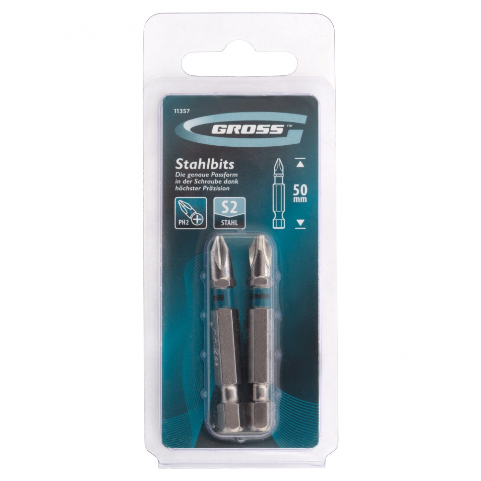 Набор бит РН2 х 50, сталь S2, 2 шт. Gross (11357)