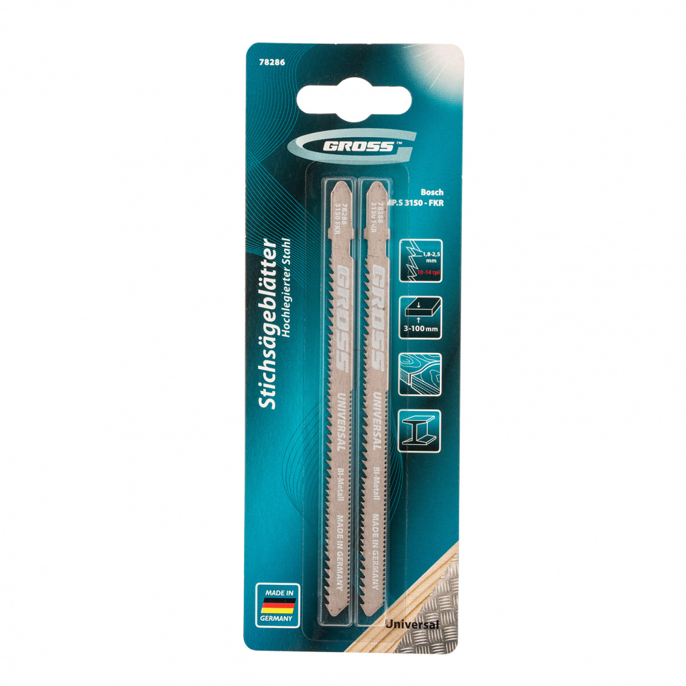 Полотна для электролобзика универсальные, двухсторонние, фигурный рез, 2 шт. (3150 - FKR) Gross (78286)