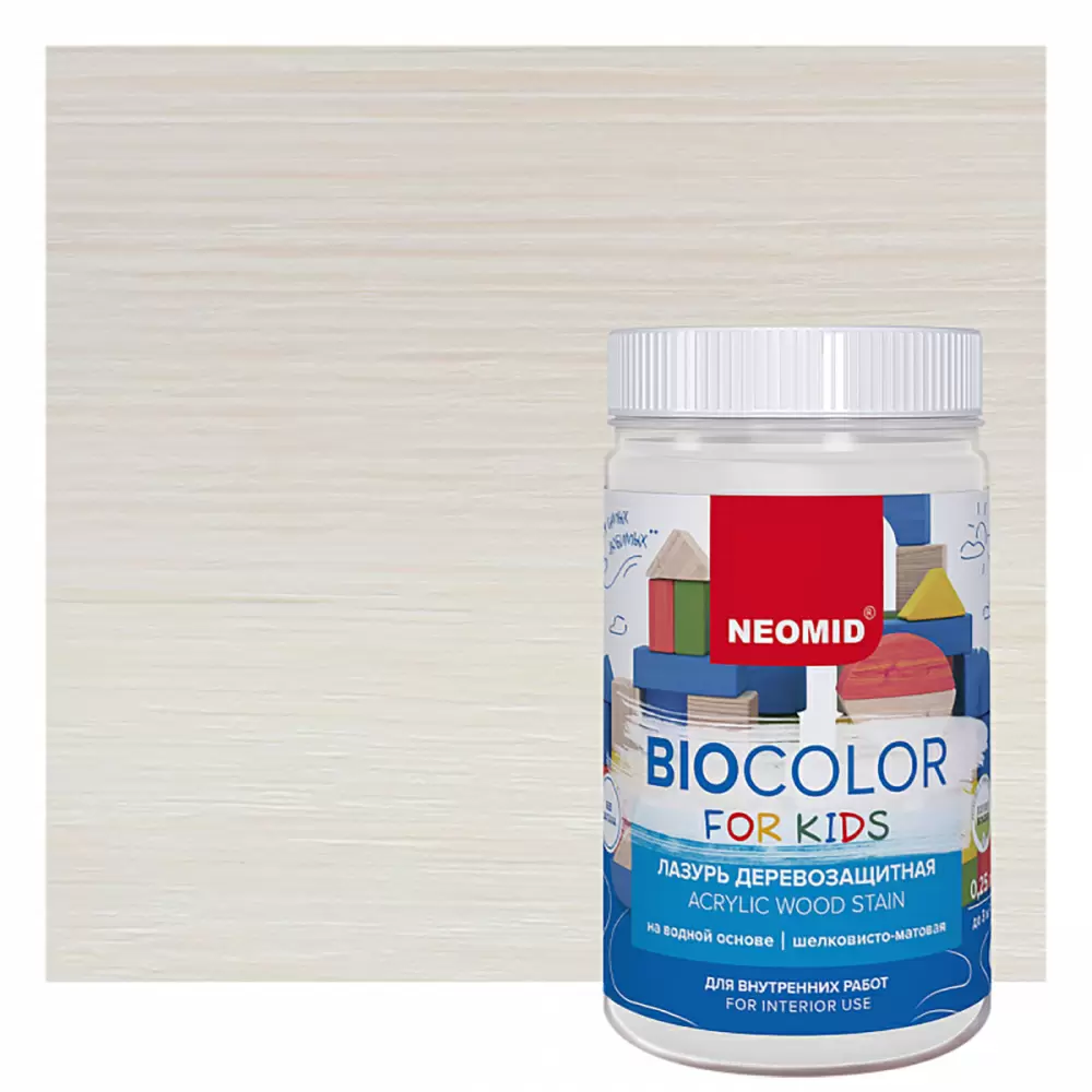 NEOMID BioColor For Kids лазурь деревозащитная, белый (2,5л)