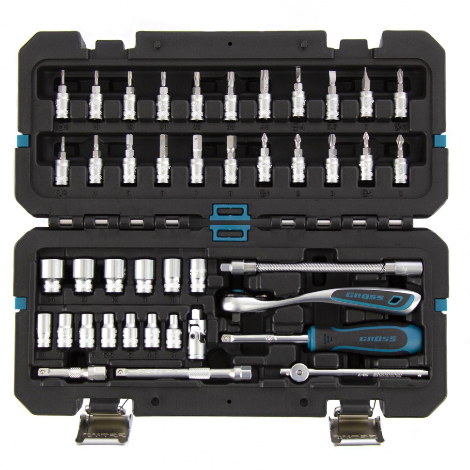 Набор инструментов 42 предмета, 120 зубьев, CrV, 1/4" Gross (14146)