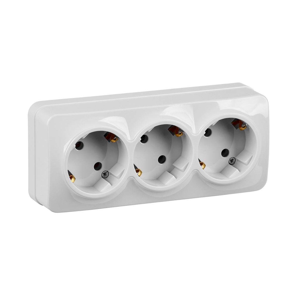 Розетка открыт. уст. "glory" 3-х местн. с заземл. рс23-3-хб, 16а, белый (1/18/216) "iek"