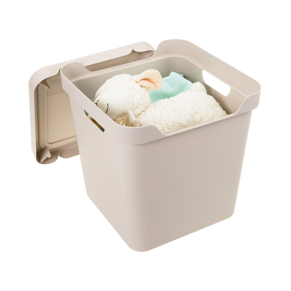 Ящик универс. с крышкой "luxe" 286*286*286 мм 18 л (светло-бежевый) (1/6) "бытпласт"