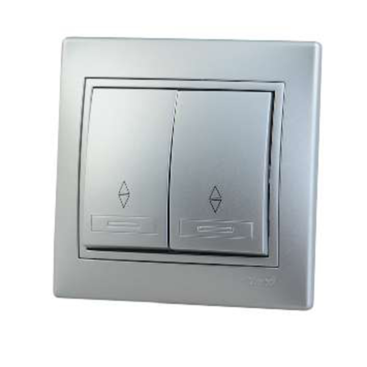 Выключатель "mira" 2-х кл. проходной, серый металлик (1/10/120) "lezard" 701-1010-106