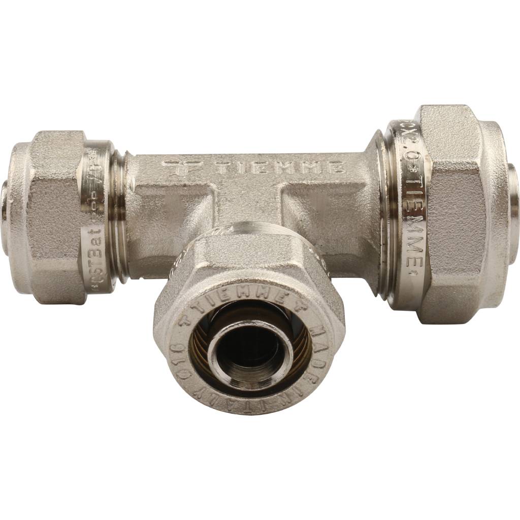 Тройник редукционный 20 x 16 x 16 под обжим TIEMME для металлопластиковых труб