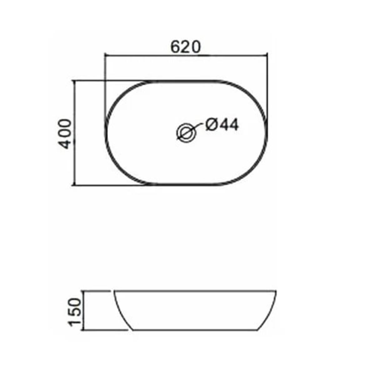 Раковина накладная gt302 керамическая 62*40*15 см, белая (1) "gappo"