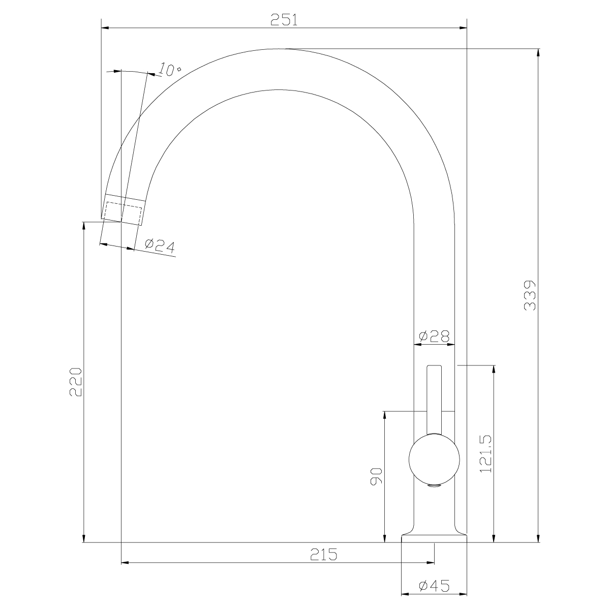 Смеситель для кухни  x25-23u  высокий поворотн. излив (1/12) "rossinka"