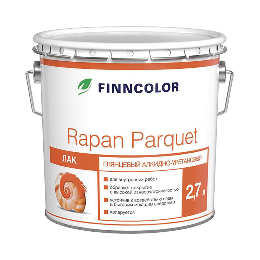 Лак паркетный глянцевый Rapan Parquet (Рапан Паркет) TIKKURILA 2,7 л бесцветный (база EP)