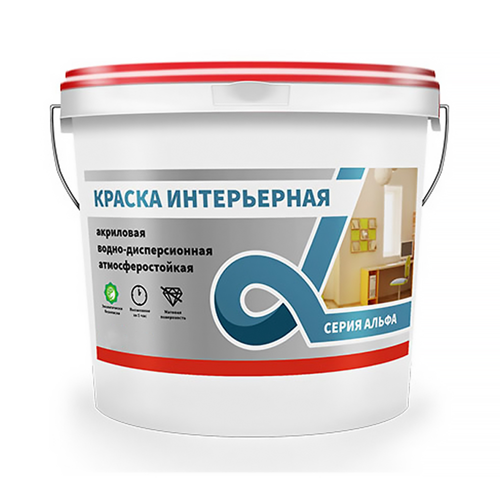 Краска в/д интерьерная супербелая "alfavit"  6,5 кг (1) серия альфа