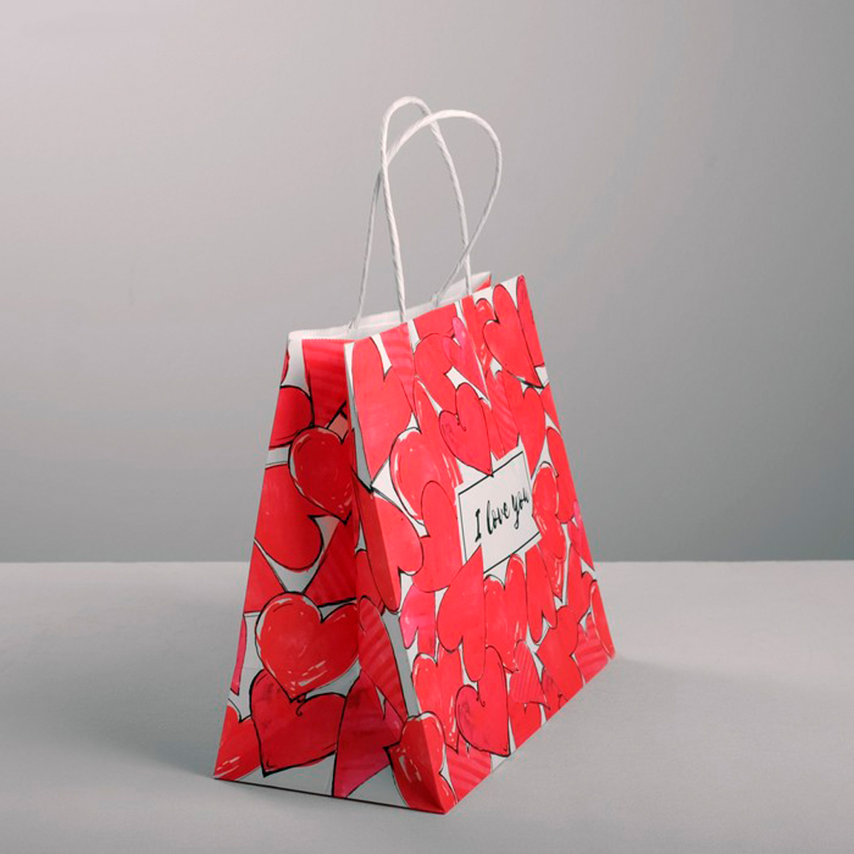 Пакет подарочный крафтовый "i love you" 25*22*10 см (1/500) "дарите счастье" 4515258