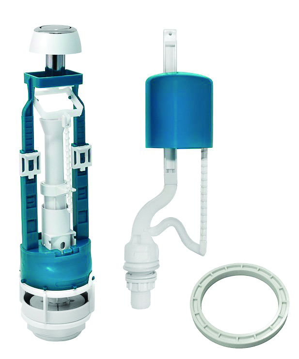 Арматура водосливная 1 кноп. (хром), универс., нижний подвод (1/20) "инкоэр" сбкпм-нпрнрф-а-в р