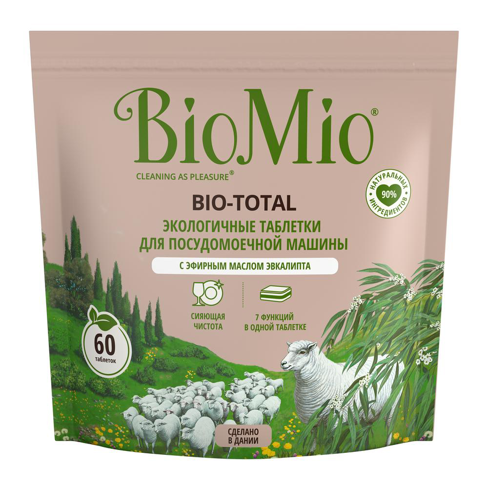 Таблетки для посудомоечной машины "bio-total" (эвкалипт) 60 шт. (1/6) biomio