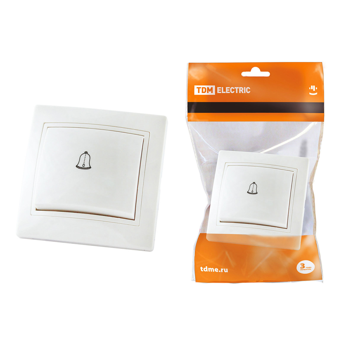 Кнопка для звонка 6а "таймыр" белая (1/10/100) tdm sq1814-0009