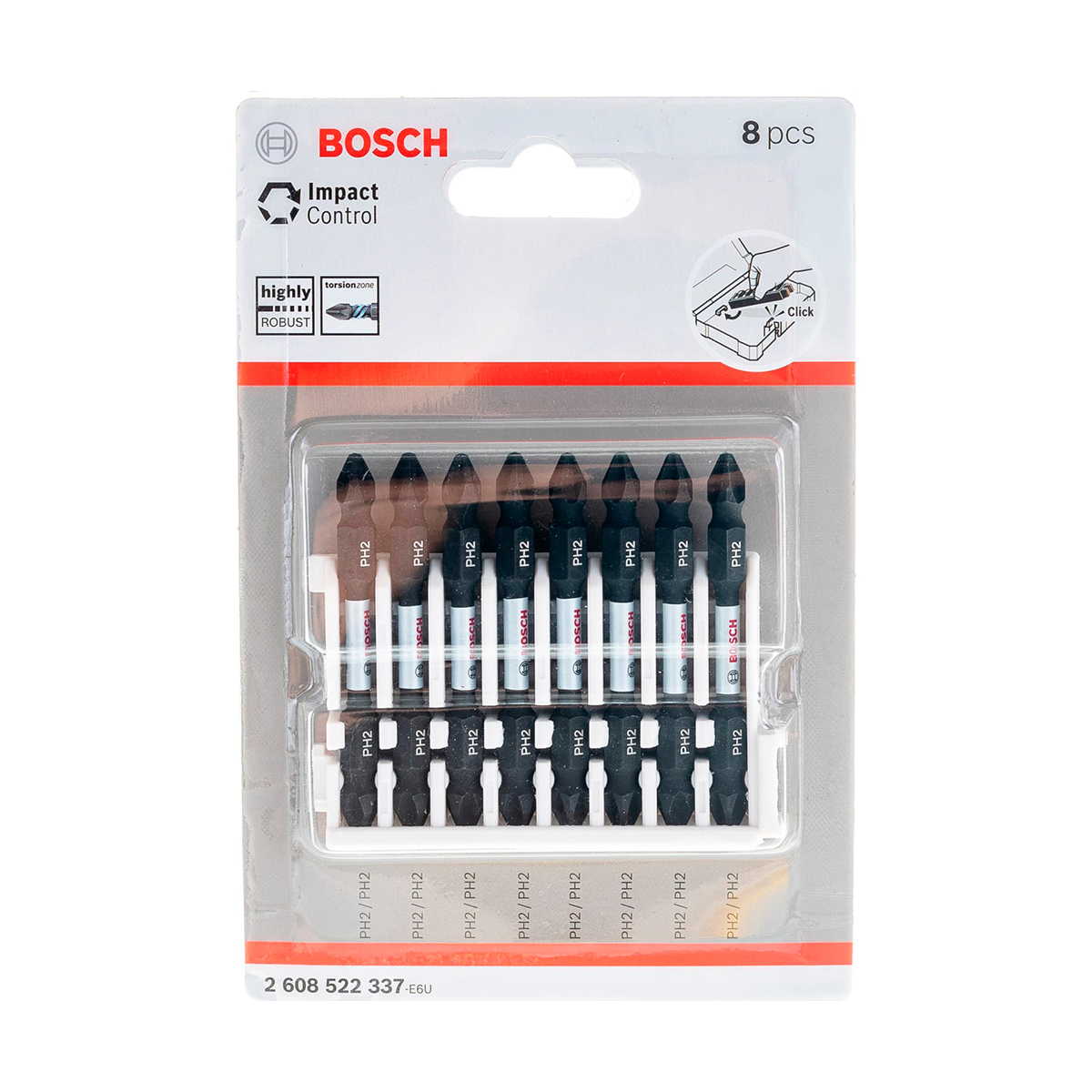 Биты ударные ph №2 65 мм "impact control" двусторонние (набор 8 шт.) (1) "bosch" 2608522337