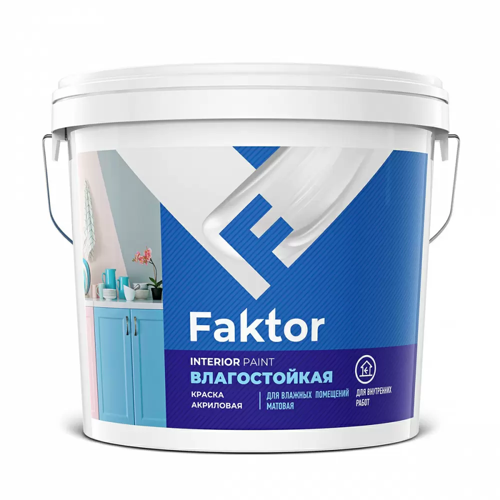 Faktor краска интерьерная влагостойкая белая (13кг)