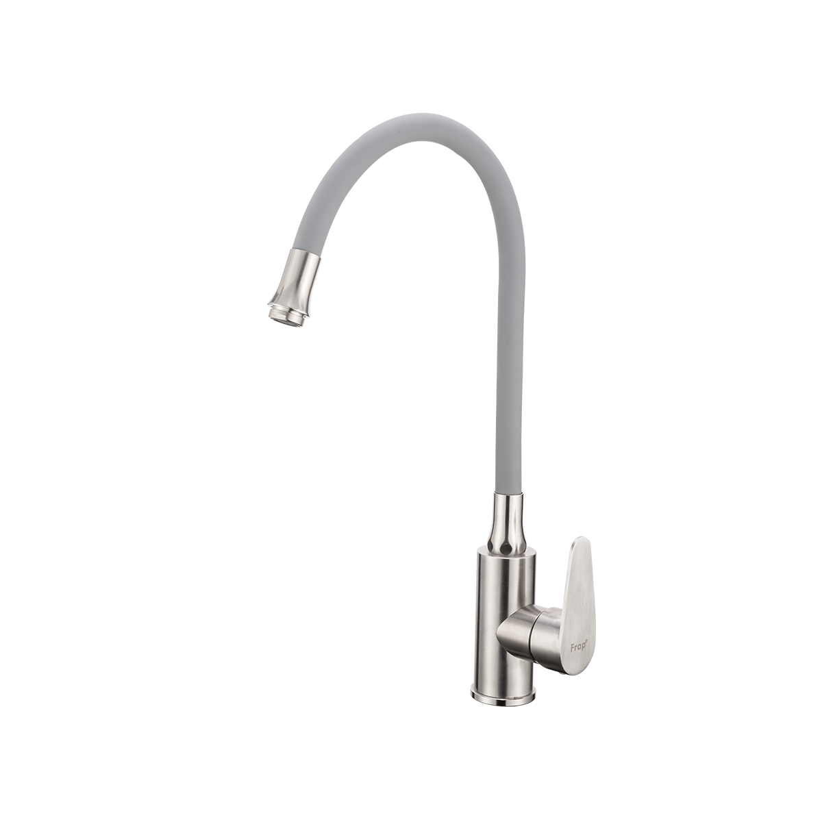 Смеситель для кухни f4448 гибкий излив (нерж.сталь), сатин/серый (1/10) "frap"