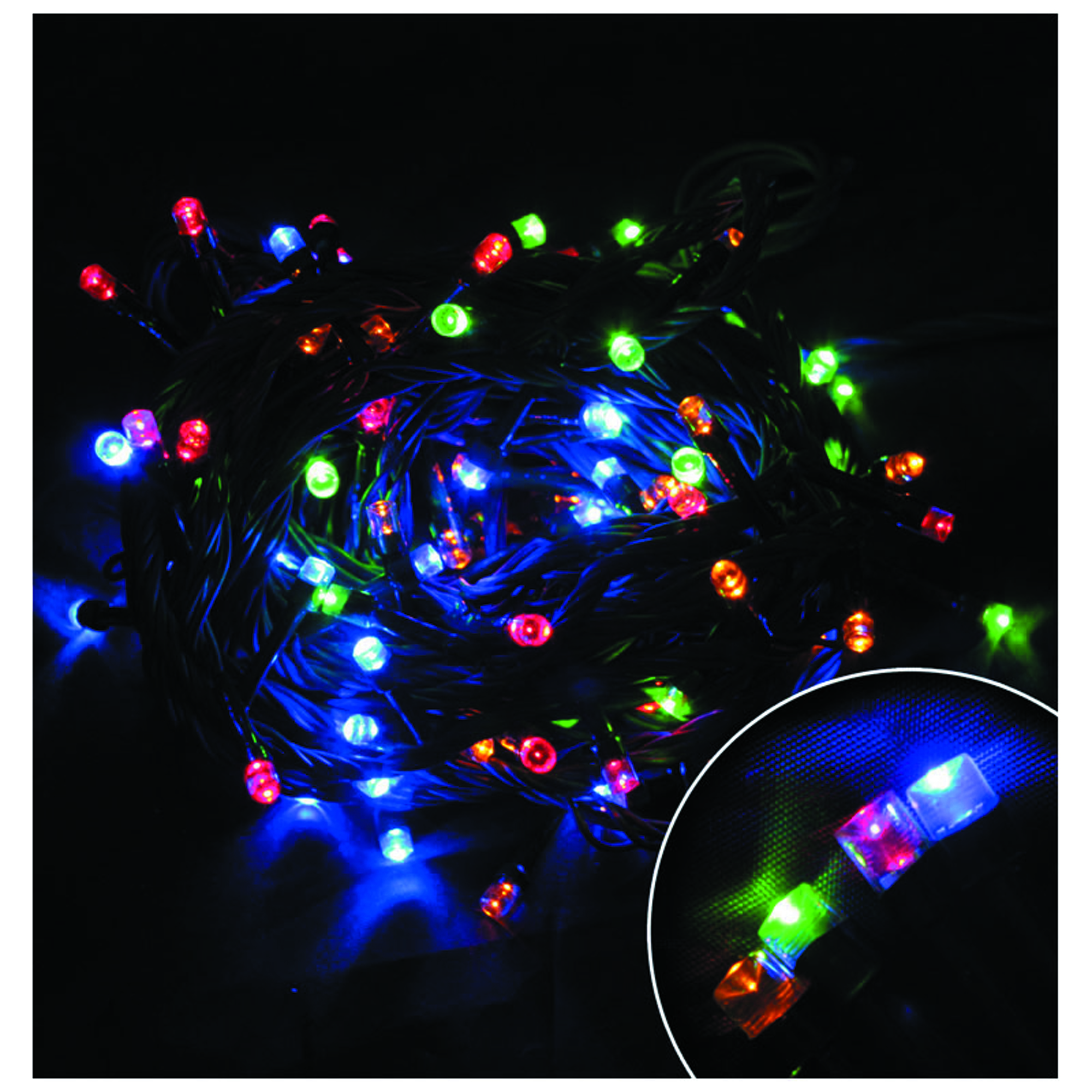 Электрогирлянда 5 м, 8 реж., многоцв., зеленый шнур (1/36) led100-5-mc "волшебная страна"