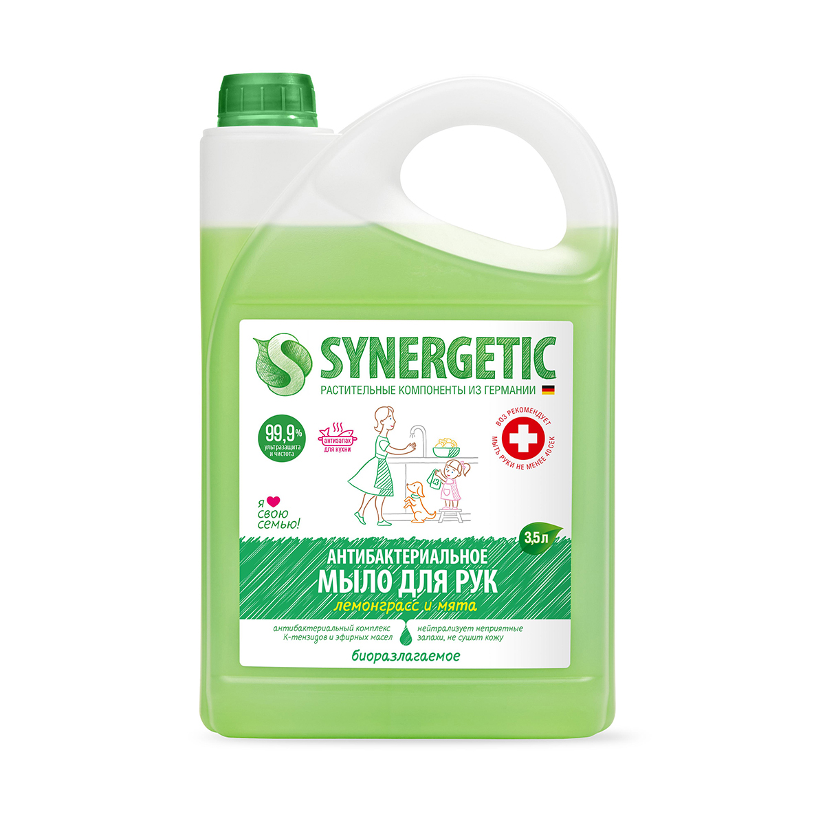 Жидкое мыло антибактер. (лемонграсс и мята)  3,5 л (1/4) "синергетик"