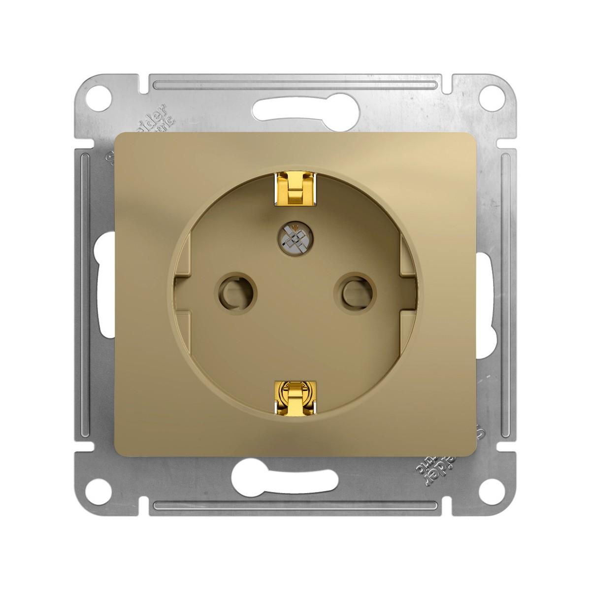 Розетка "glossa" 1 местн. с заземл, с шторками (механизм) 16а, титан (1/20/160) "schneider"