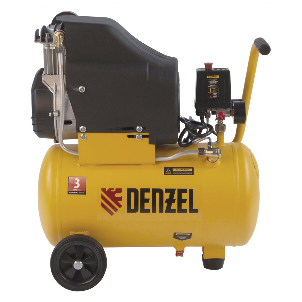 Компрессор воздушный DLC1300/24 безмасляный 1.3 кВт, 24 литра, 206 л/мин Denzel (58171)