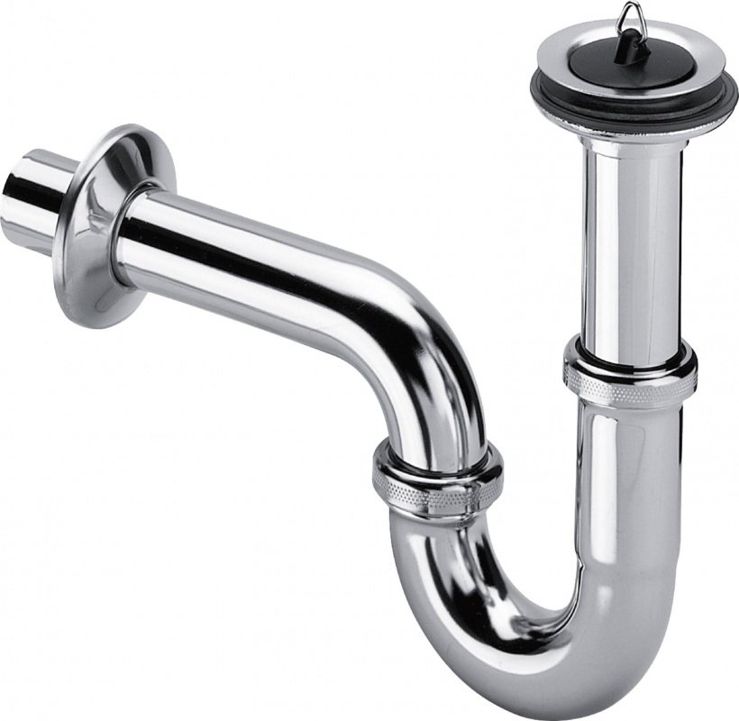 Сифон трубный 1"1/4 х 32 с горизонтальным отводом, пробкой, хромированный VIEGA