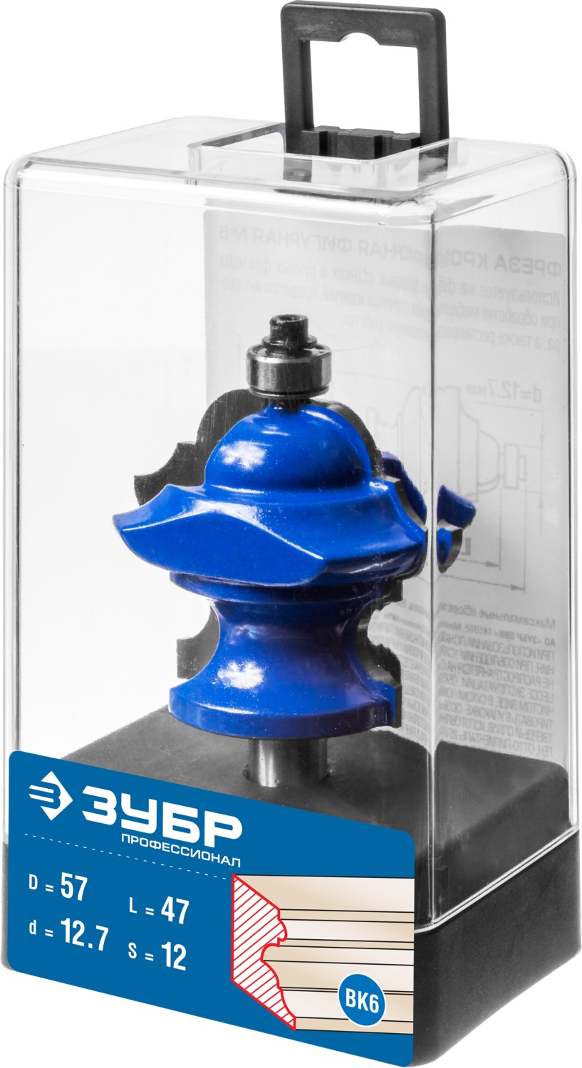 ЗУБР 57 x 47.6 мм, хвостовик 12 мм, фреза кромочная фигурная №6, Профессионал (28717-57)