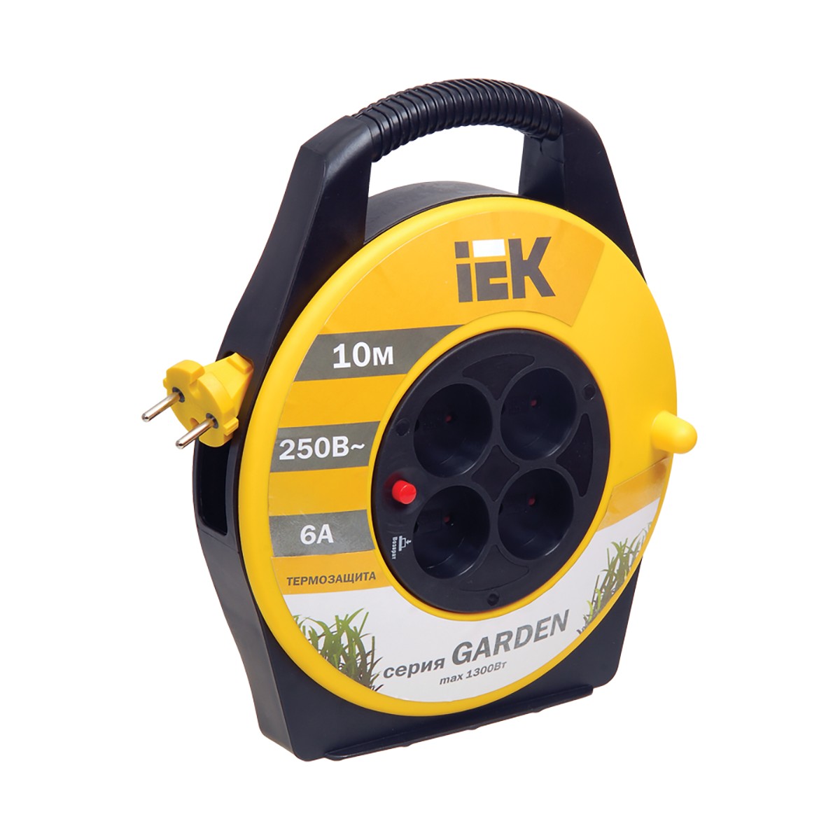 Удлинитель на катушке "garden" с термозащ. 4 розетки, 10 м 2*0,75 мм (1/10) "iek"