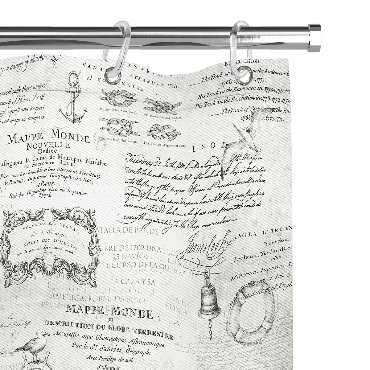 Штора для ванной 180*180 см (полиэстер) "expedition  vintage" (1/24) "valiant" exp-v-1818