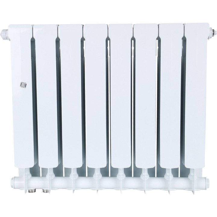 Радиатор STOUT Space 500 мм 8 секций, биметал. (нижнее правое подключение) на 14,8 кв.м.