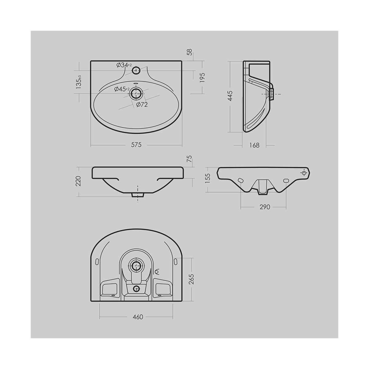 Раковина "самарская" уп белая "sanita" wb.pd/samarsky/57-c/wht.g/s1
