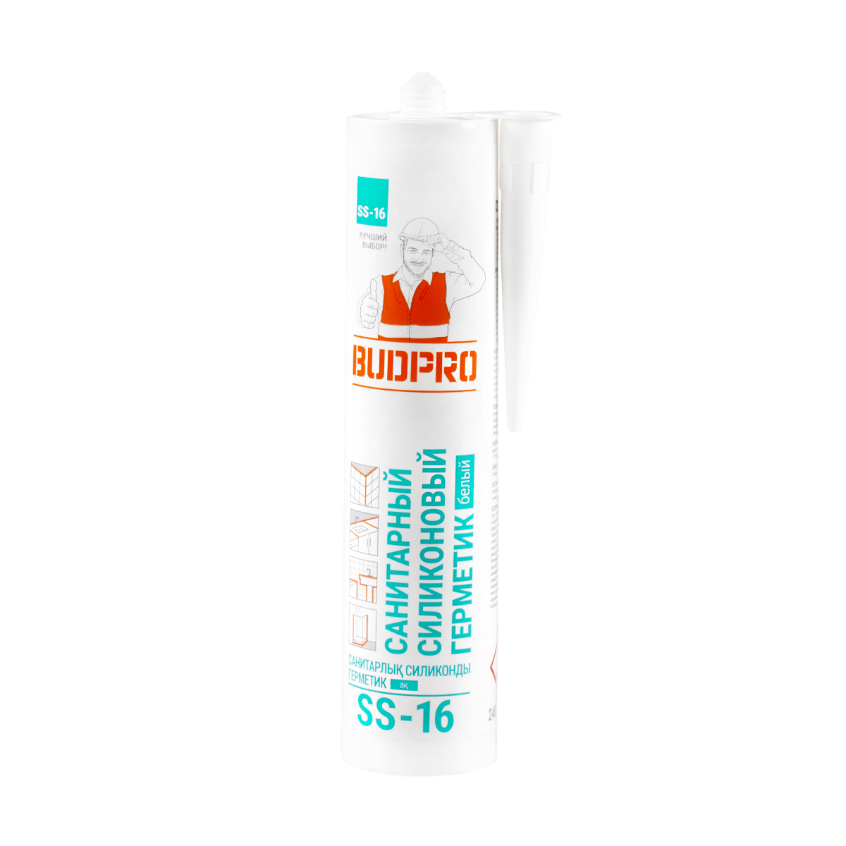 Герметик силикон. санитарный "budpro ss-16" 240 мл белый (12)