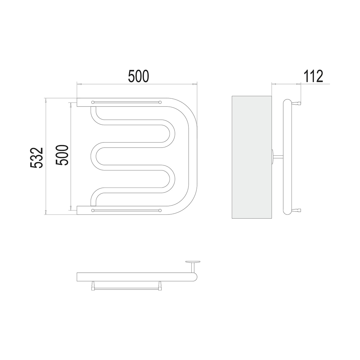 Полотенцесушитель водяной "фокстрот aisi" 500*500 (хром) "terminus"