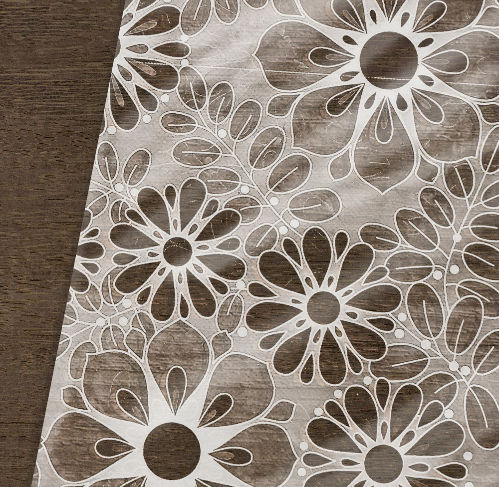 Клеенка пвх "ажурная" 132 см  рулон 25 м (1) ромашка 008-1